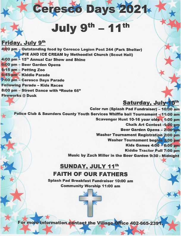 Village of Ceresco Ceresco Days Information