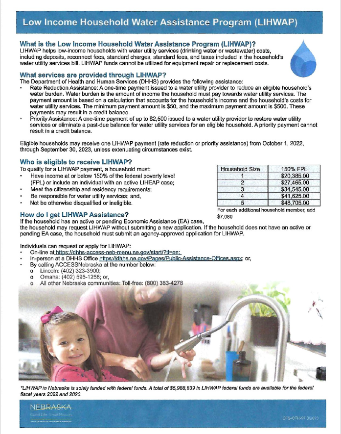 Village of Ceresco Utility Assistance Available